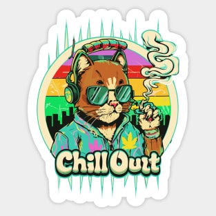 Chill Out: Hip Hop Cat Art Piece Sticker